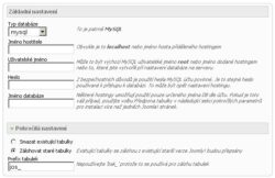 Nastavení databáze - instalace Joomla!